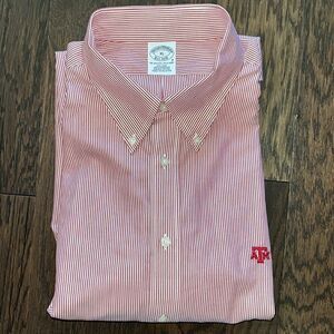 Texas A & M Aggies Pinstripe Button Down NON-IRON College Work Business Shirt XL